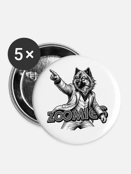 Eurasier | Zoomies - Buttons mittel 32 mm (5er Pack) - Weiß