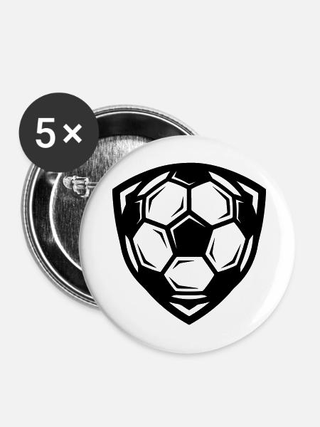 Fussball Symbol - Buttons mittel 32 mm (5er Pack) - Weiß