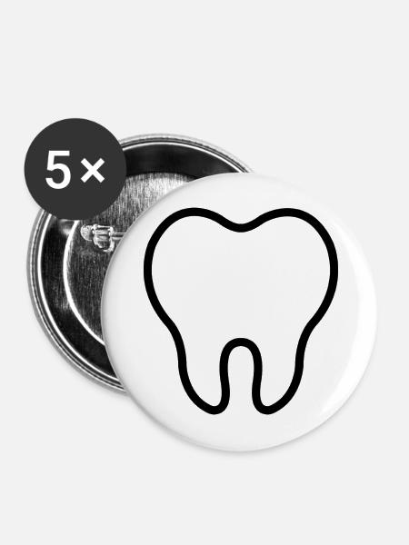 Zahn - Buttons mittel 32 mm (5er Pack) - Weiß