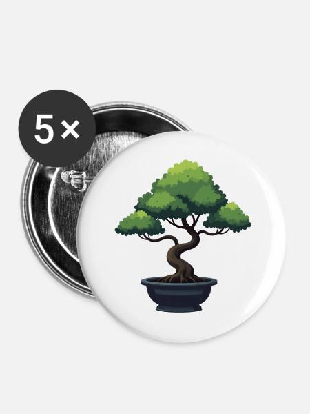 Bonsai Baum - Buttons mittel 32 mm (5er Pack) - Weiß