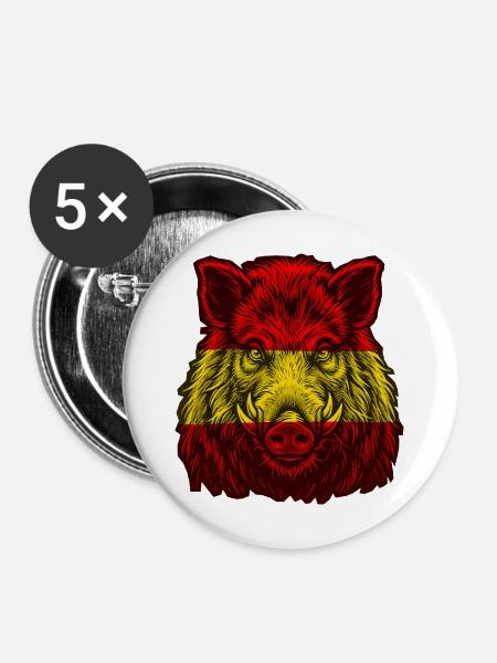 Wildschwein Spanien Flagge Spanisch - Buttons mittel 32 mm (5er Pack) - Weiß