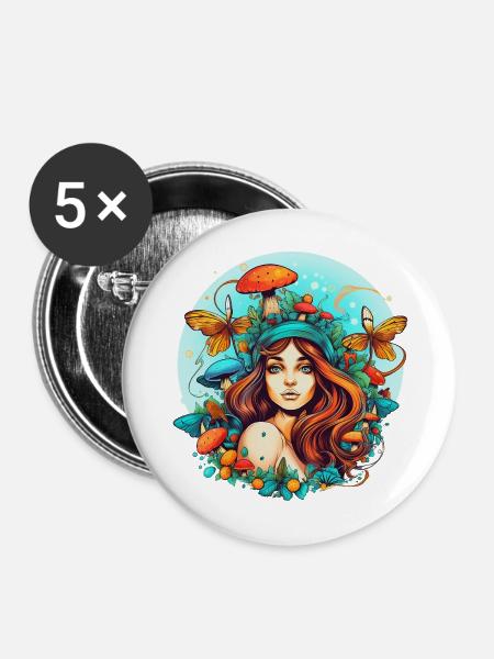 Pilz - Buttons mittel 32 mm (5er Pack) - Weiß