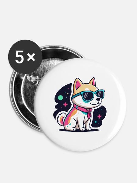 Hund Astral Neonbrille - Buttons mittel 32 mm (5er Pack) - Weiß