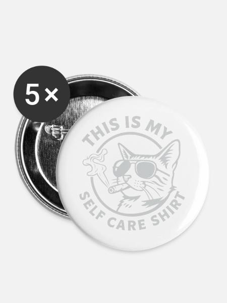 Mein Self-Care Katzenshirt - Buttons mittel 32 mm (5er Pack) - Weiß