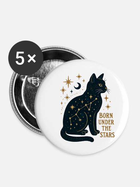 Sternenkatze Konstellation - Buttons mittel 32 mm (5er Pack) - Weiß