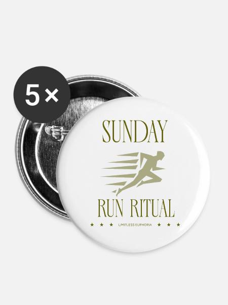 Runner - Sunday Run Ritual - Buttons mittel 32 mm (5er Pack) - Weiß