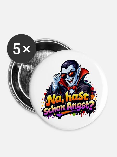 drakula-comic-spruch - Buttons mittel 32 mm (5er Pack) - Weiß