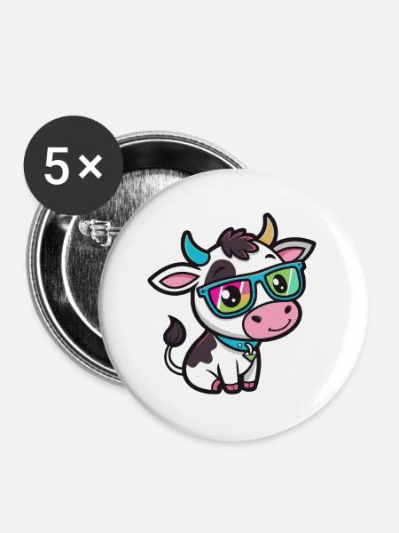 Kuh-Chic-Regenbogengläser - Buttons mittel 32 mm (5er Pack) - Weiß