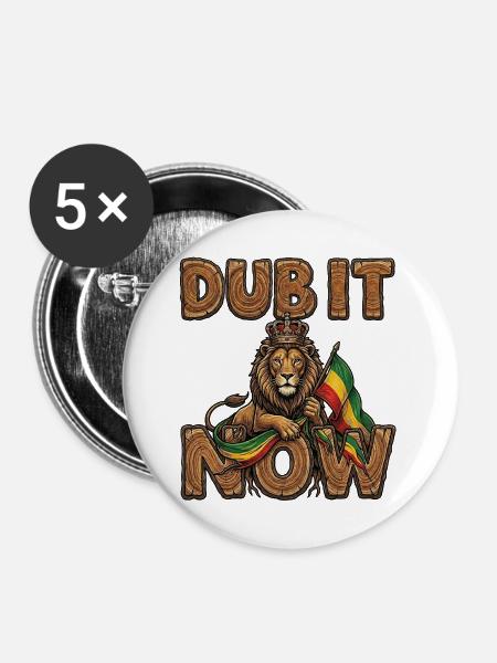 Dub It Now Holz Reggae - Buttons mittel 32 mm (5er Pack) - Weiß