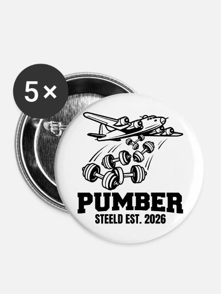 PUMBER-Design für Pumper... - Buttons mittel 32 mm (5er Pack) - Weiß