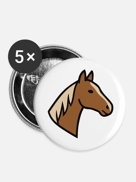 Pferdekopf Mähne Haflinger - Buttons mittel 32 mm (5er Pack) - Weiß
