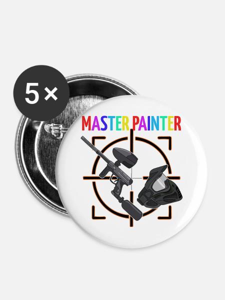 Paintball: Master Painter - Buttons mittel 32 mm (5er Pack) - Weiß