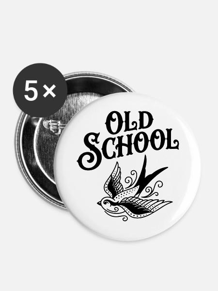 Altes Tattoo - Buttons mittel 32 mm (5er Pack) - Weiß