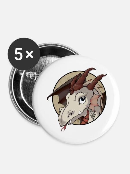 Niedlicher Drache - Buttons mittel 32 mm (5er Pack) - Weiß