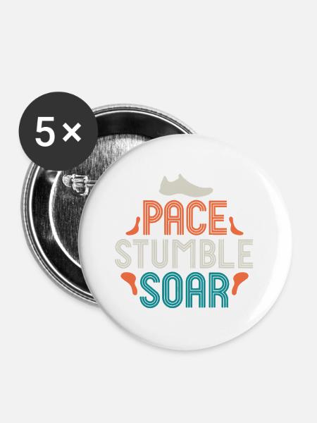 Pace Stumble Soar — Bunte Motivation - Buttons mittel 32 mm (5er Pack) - Weiß