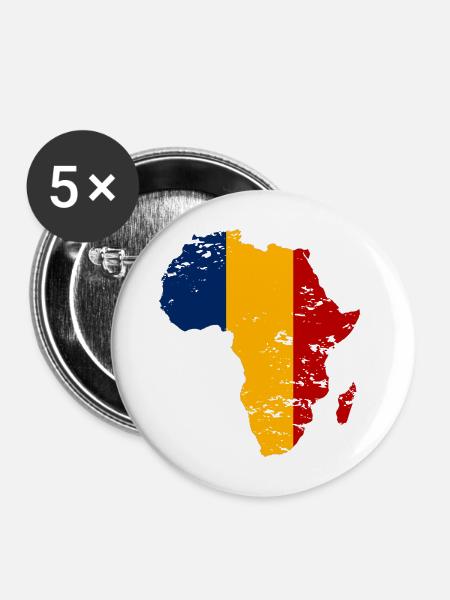 Tschad_Flagge_Afrika_used - Buttons mittel 32 mm (5er Pack) - Weiß