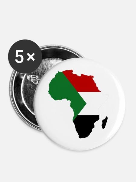 Sudan_Flagge_Afrika - Buttons mittel 32 mm (5er Pack) - Weiß