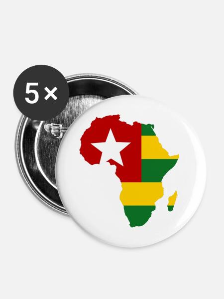 Togo_Flagge_Afrika - Buttons mittel 32 mm (5er Pack) - Weiß