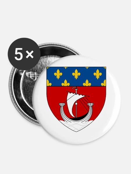 Heraldisches Wappen von Paris - Buttons mittel 32 mm (5er Pack) - Weiß