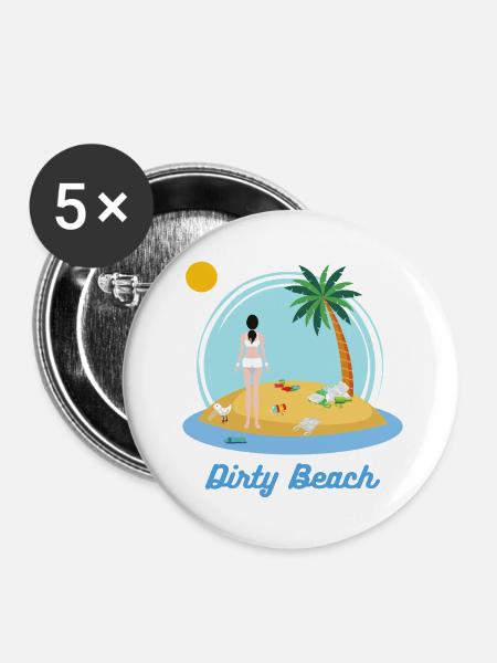 Schmutziger Strand - Buttons mittel 32 mm (5er Pack) - Weiß