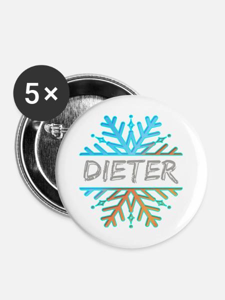 Vorname Dieter - Buttons mittel 32 mm (5er Pack) - Weiß