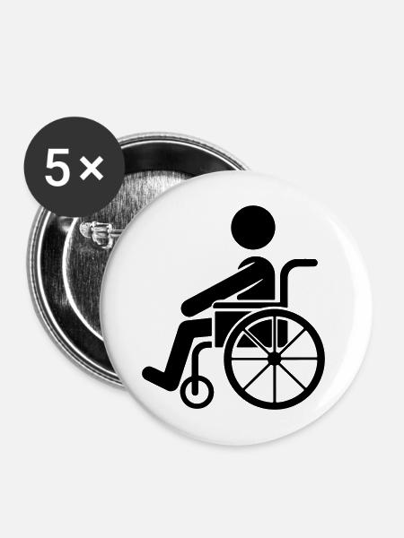 Mann im Rollstuhl - Buttons mittel 32 mm (5er Pack) - Weiß