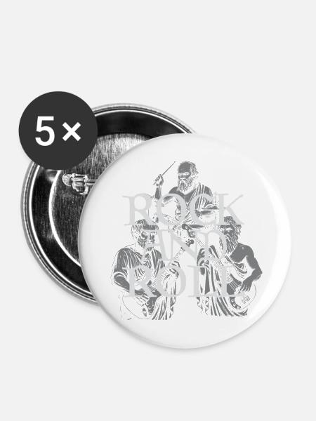 Classic Rock and Roll Philosophenband - Buttons mittel 32 mm (5er Pack) - Weiß
