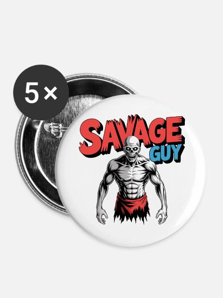 Skull Gym Power - Buttons mittel 32 mm (5er Pack) - Weiß