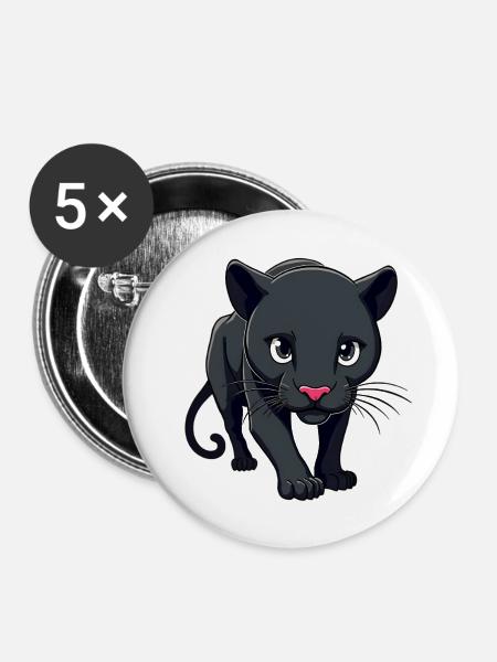 Panther - Buttons mittel 32 mm (5er Pack) - Weiß