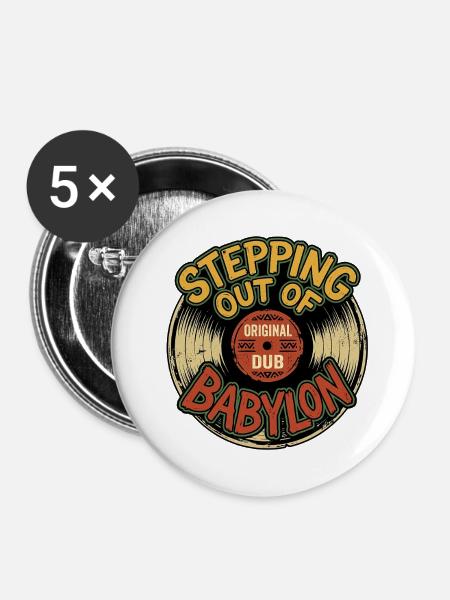 Stepping Roots Dub - Buttons mittel 32 mm (5er Pack) - Weiß