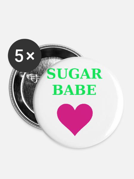 Sugar Babe Herz Neon - Buttons mittel 32 mm (5er Pack) - Weiß