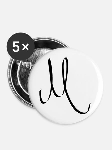 Buchstabe M - Buttons mittel 32 mm (5er Pack) - Weiß