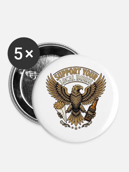 Lokal Imbiss Supporter - Buttons mittel 32 mm (5er Pack) - Weiß