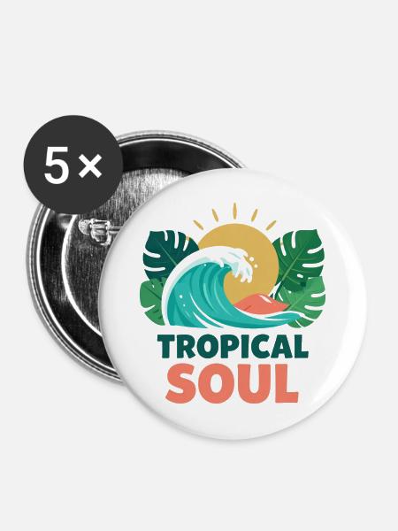 Tropische Seelenwelle - Buttons mittel 32 mm (5er Pack) - Weiß
