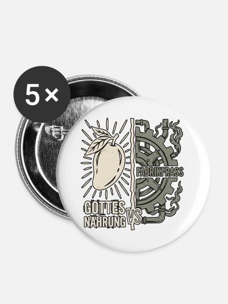 Gottes Nahrung Vs Fabrikfrass - Buttons mittel 32 mm (5er Pack) - Weiß