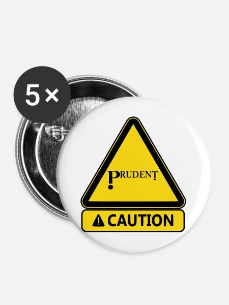 Vorsichts-Warndreieck - Buttons mittel 32 mm (5er Pack) - Weiß