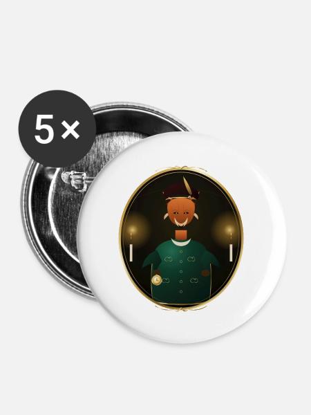 König im Ovalrahmen Porträt - Buttons mittel 32 mm (5er Pack) - Weiß