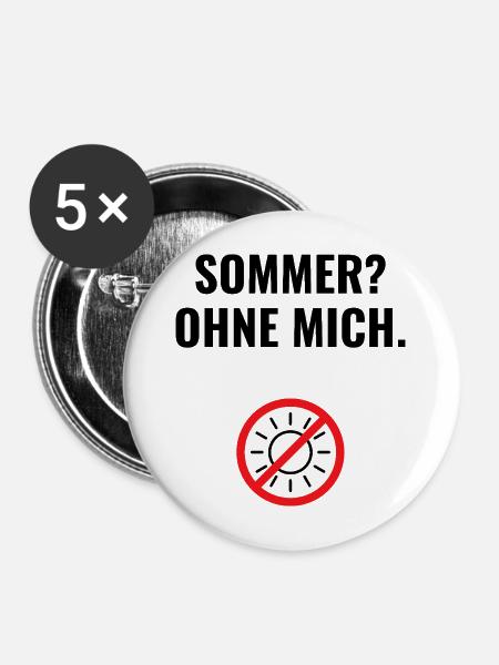 Sommer? Ohne mich. - Buttons mittel 32 mm (5er Pack) - Weiß