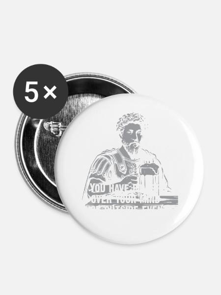 Marcus Aurelius Stoic Zitat mit Bier - Buttons mittel 32 mm (5er Pack) - Weiß
