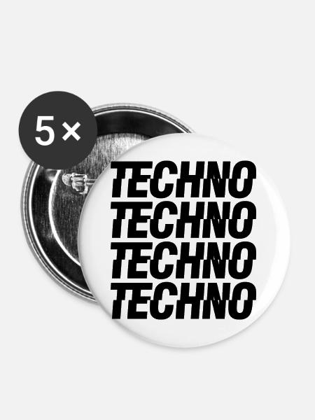 Techno - Buttons mittel 32 mm (5er Pack) - Weiß