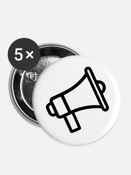 Megaphon - Buttons mittel 32 mm (5er Pack) - Weiß