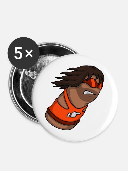 Slam – Cartoon Thumb Character - Buttons mittel 32 mm (5er Pack) - Weiß