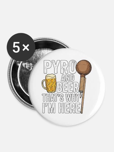 Pyro Strobe Rocket Beer - Buttons mittel 32 mm (5er Pack) - Weiß