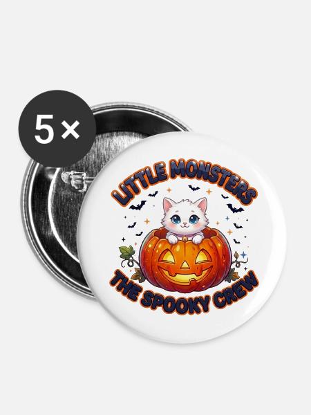 Little Monsters The Spooky Crew - Buttons mittel 32 mm (5er Pack) - Weiß
