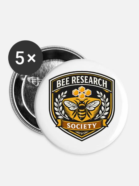 Bienenforschung Gesellschaft Abzeichen - Buttons mittel 32 mm (5er Pack) - Weiß
