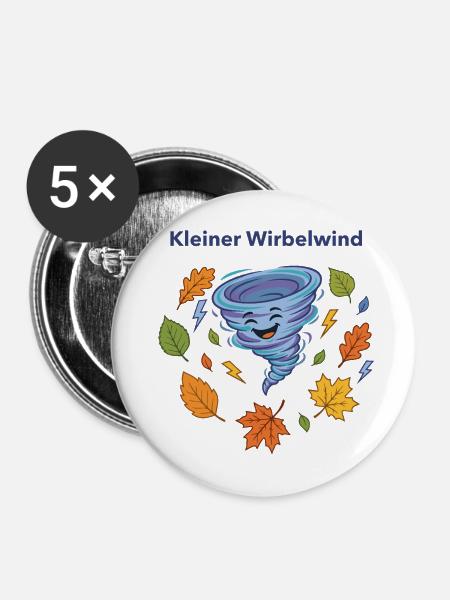 Kleiner Wirbelwind Herbsttanz - Buttons mittel 32 mm (5er Pack) - Weiß