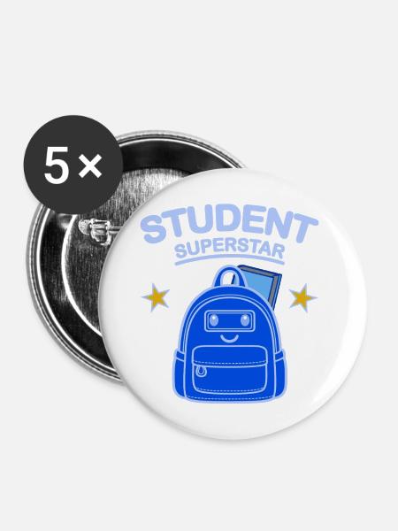 Studenten-Superstar-Design - Buttons mittel 32 mm (5er Pack) - Weiß