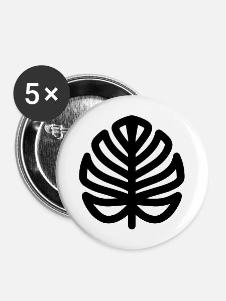 Monstera-Blatt - Buttons mittel 32 mm (5er Pack) - Weiß