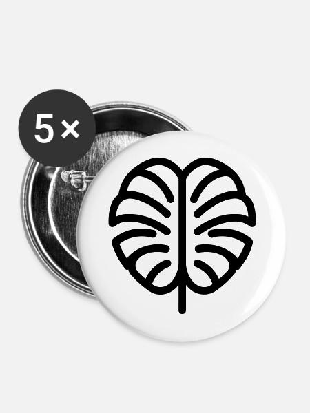 tropisches Blatt - Buttons mittel 32 mm (5er Pack) - Weiß