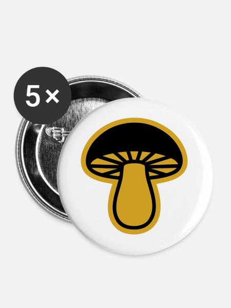 Gelber Pilz Silhouette - Buttons mittel 32 mm (5er Pack) - Weiß